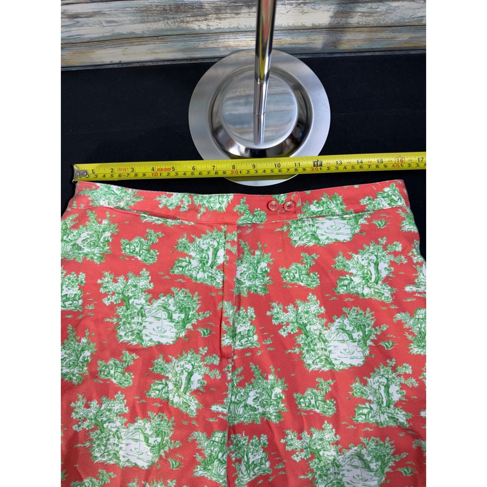 Tommy Hilfiger Shorts 12 Coral Green Toile Landscape Pique Preppy Excellent - Picture 3 of 5